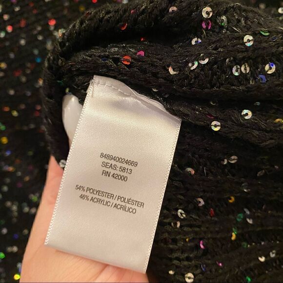 Jaclyn Smith Black Sweater Colored Sequins Large - Picture 6 of 8